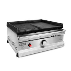 Romux® - Plaques de cuisson à gaz demie lisse et rainurée en fer 50 cm / Plaques de cuisson professionnel pour la restauration à chauffe rapide_0