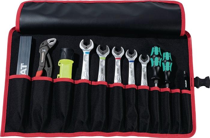 Trousse à  outils enroulable 12 compartiments l.540xH330 mm nylon noir/rouge PARAT_0