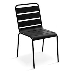 Oviala Business Chaise de terrasse en métal noir - noir acier 111885_0