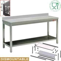 Table de travail inox murale avec étagère profondeur 700 mm gamme démontable line 700x700xh880/900(+85) tables inox avec tablette intérieure démontables inox - TL771A/KD_0