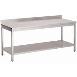 Table inox avec étagère basse et dosseret Gastro M 2000 x 700 x 890mm - UNGN137_0