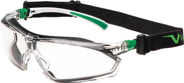 Lunettes de protection 506 UP Hybrid EN 166, EN 170 étriers blancs verts, verre transp. Polycarbonate, avec bandeau serre-tête UNIVET_0