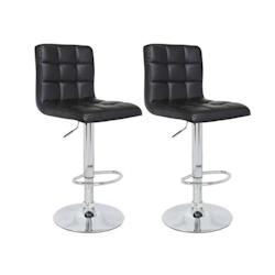 Crunch Lot De 2 Tabourets De Bar - Simili Noir - Structure En Metal Chrome - Contemporain - L 41,5 X P 48 Cm - noir 3606505117105_0