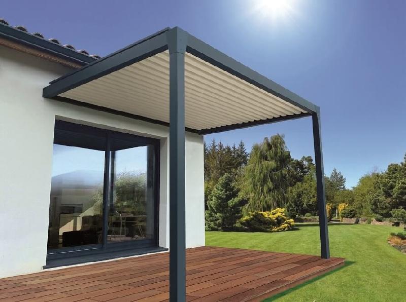 Pergola Bioclimatique M1 (A) 3.1 m x (L) 3.5 m 10,8 m² Manuelle (Manivelle) Aluminium Adossée Lames Orientables Parallèles Référence: Bioclimatique M1 Treuil_0