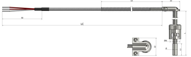 Sonde à résistance de surface Baïonnette avec attache (angle 90°) - PS34_0