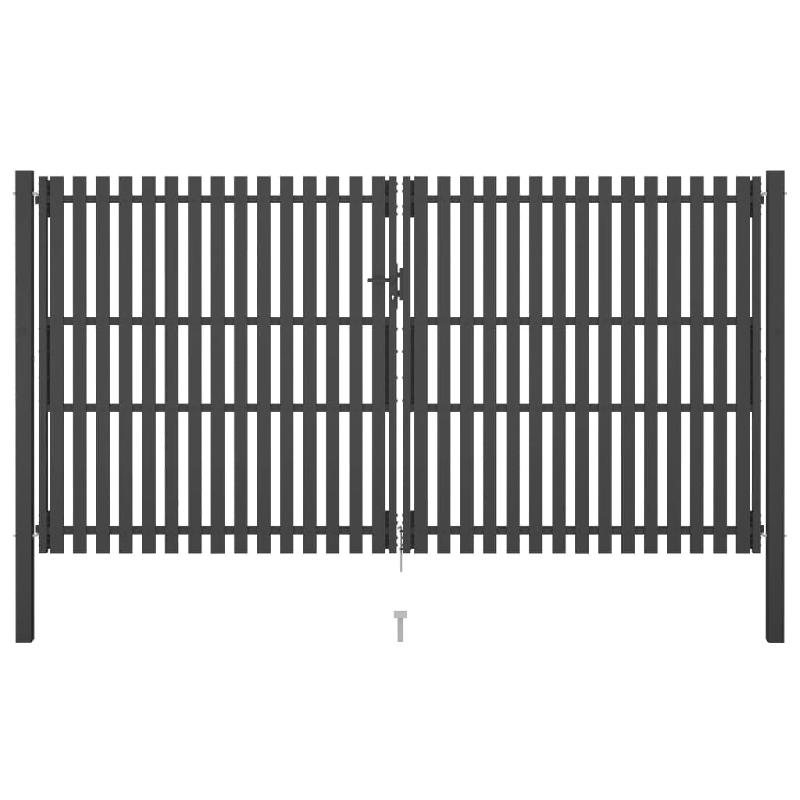 Vidaxl portail de clôture de jardin acier 4x2,5 m anthracite 146338_0