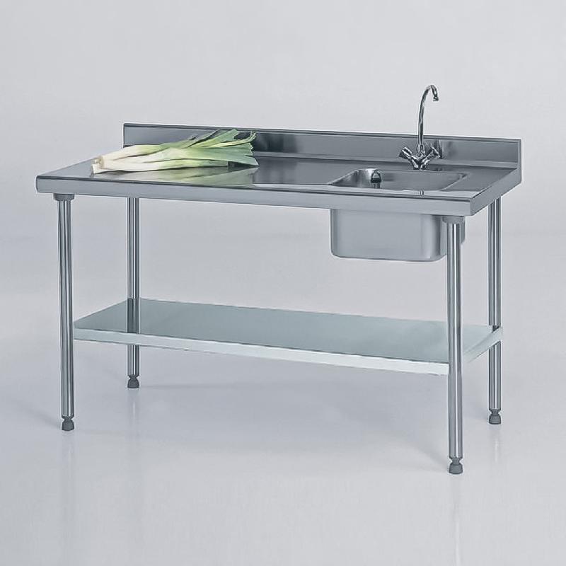 Table du chef TS 15N soudée avec robinet à dosseret + étagère largeur 700 mm bac à droite L 400 x P 400 x H 250 mm (Longueur, mm: 1200 Réf-424862-44)_0