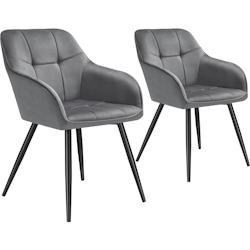 TecTake GmbH tectake Chaise MARILYN en velours - gris/noir, Lot de 2 -405768 - gris 405768_0