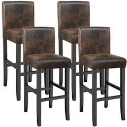 Tectake Lot de 4 chaises de bar - marron foncé -403585 - marron Bois massif 403585_0