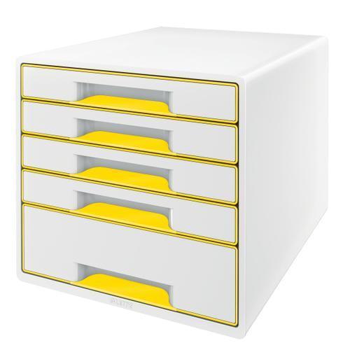 Leitz module de classement wow, 4 petits + 1 grand tiroirs - dim: l36,3 x h27 x p28,7 cm. Coloris jaune_0