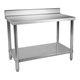 Table de travail cuisine professionnelle - acier inox 100 x 60 cm capacité de 90 kg avec dosseret 14_0003650_0