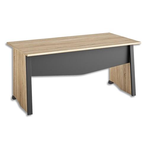 Gautier table bureau pied panneaux avec voile de fond l160xh74xp80cm. Finition mambo chêne sonoma-noir_0