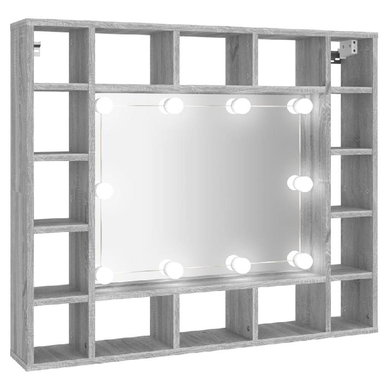 ARMOIRE À MIROIR AVEC LED 91 X 15 X 76,5 CM GRIS 02_0006680_0