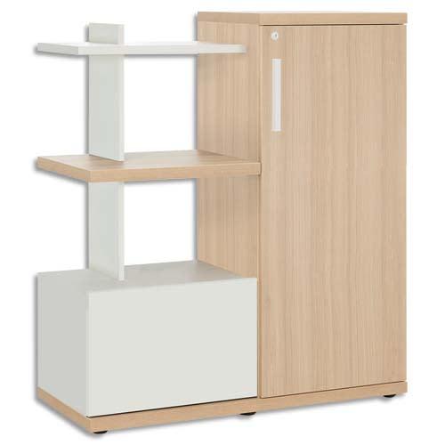Gautier office rangement compact brabant chêne blanc, tiroir pour ds, 1 porte - dim l108 x h123 x p45 cm_0