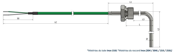 Thermocouple à visser Raccord fixe (angle 90°) (Type 2) - TR14_0