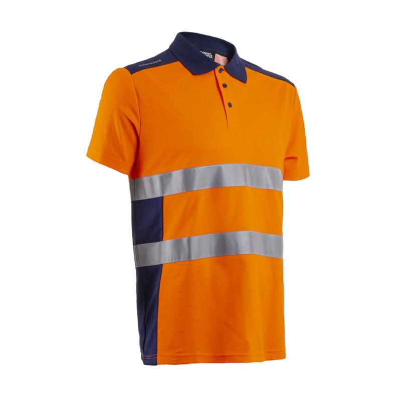 Polo manches courtes - OKI - 55% CO/45% PES UPF 35+ 150g/m2 - Orange HV/Marine - COVERGUARD | 5OKI170_0