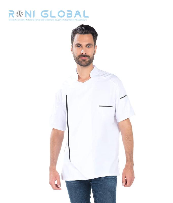 Veste de cuisine homme manches courtes en coton et polyester 3 poches - PAOLO REMI CONFECTION_0