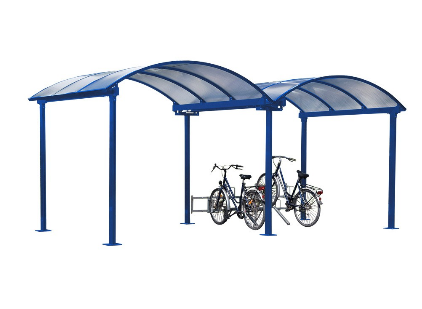 Abri vélo ouvert jx0003 / structure en aluminium / toiture en polycarbonate alvéolaire_0