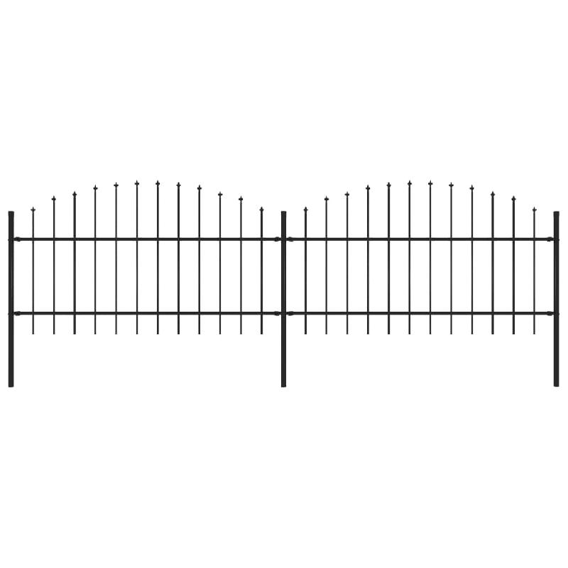 Vidaxl clôture de jardin à dessus en lance acier (1-1,25)x3,4 m noir 277722_0