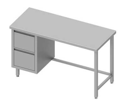 Table de travail inox centrale avec deux tiroirs  à gauche sans étagère 1200x800x900 soudée - 932718120_0