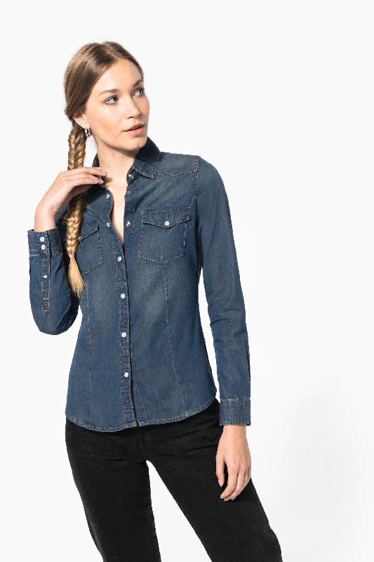 Chemise denim manches longues femme -  Réf: K518_0