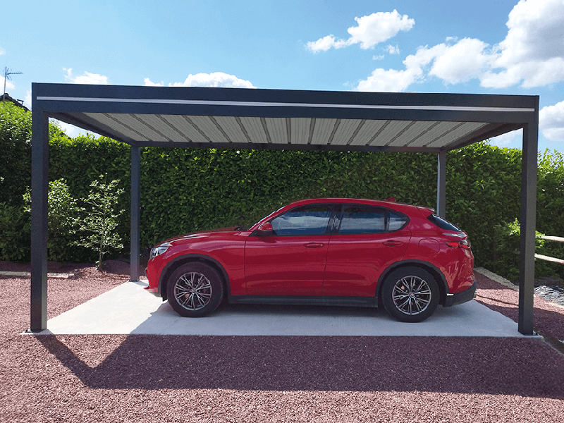 Carport en Aluminium Toit Plat Bac Acier OBX Autoporté Sur Mesure Référence: Carport OBX Bac Acier ilot_0