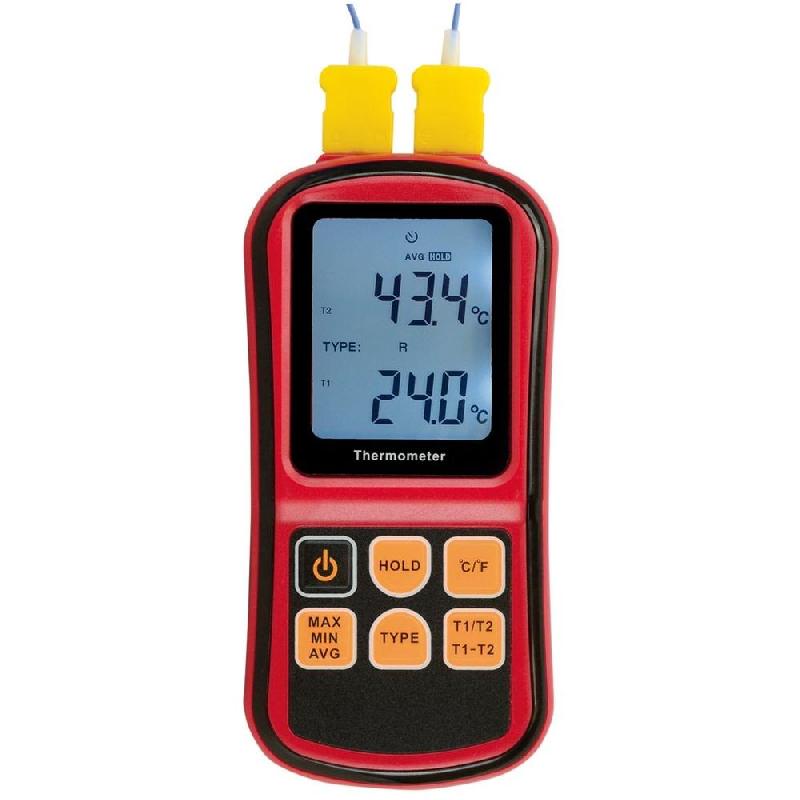 Thermomètre thermocouple avec 2 entrées - 2 sondes rigides_0