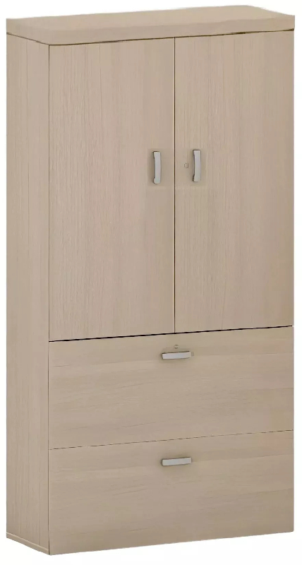 Armoire de rangement 2 portes ouverture 110° et 270° - 2 tiroirs dossiers suspendus - haut. 196 cm So Madrid_0