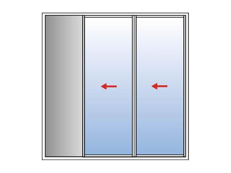 Baie Vitrée Coulissante à Galandage en Aluminium 2 Vantaux KAWNEER Refoulement Meme Coté (gauche) Birail Sur Mesure Référence: Galandage Alu 2 vtx sens gauche_0