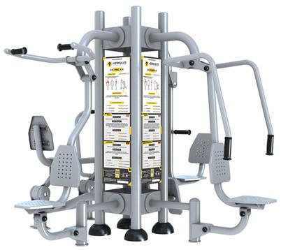 Appareil de fitness extérieur  -  push + pull + leg press + rameur  -  thj-d01+d02+d05+d23_0