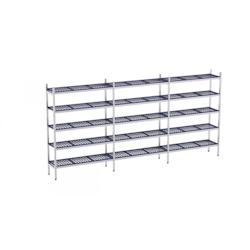 Distform Rayonnage en Inox avec Clayettes 5 Niveaux en Polypropylène P.400mm et H.1800mm Acier inoxydable 4620x400x400x1800mm - 651637388506_0