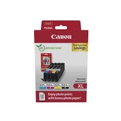 Multipack cartouches d'encre + pack papiers photo - CANON - CLI-551XL Noir/Cyan/Magenta/Jaune - Haut rendement Canon - 3666749606131_0