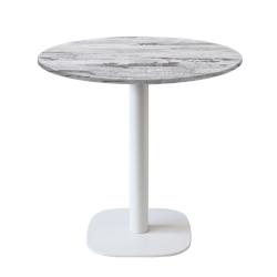 Restootab - Table Ø70cm - modèle Round pied blanc chêne islande - marron fonte 3760371519392_0