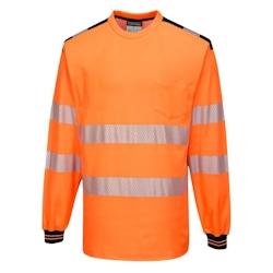 Portwest - T-Shirt PW3 manches longues HV - T185 Orange / Noir Taille 4XL - XXXXL 5036108304295_0