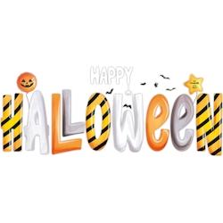 Deco-Vitres Vitrophanie texte Happy Halloween - 33 x 82,7 cm - multicolore HALL104S_0