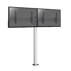 KIMEX Support sur pied pour 2 écrans TV 50'' - 55'' - Hauteur 175cm - A visser - Inclinable - gris 3700685419025_0