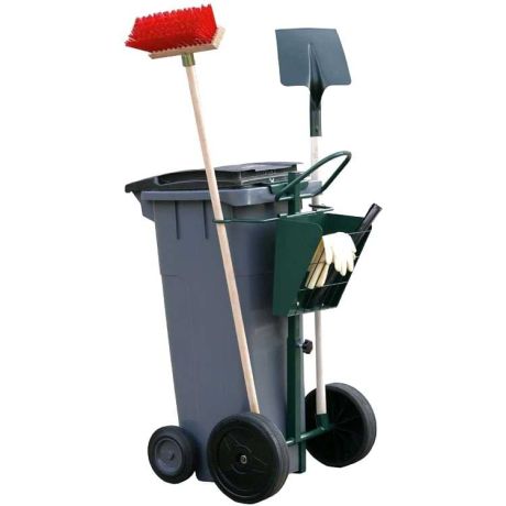 Chariot d'entretien de voirie pour conteneur plastique - Modulable en hauteur de 88,5 à 113,5 cm - Poignée ergonomique_0