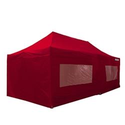 FRANCE BARNUMS Tente pliante PRO 4x8m pack fenêtres - 6 murs - ALU 45mm/polyester 380g Norme M2 - rouge - FRANCE-BARNUMS - rouge aluminium 1362F_0