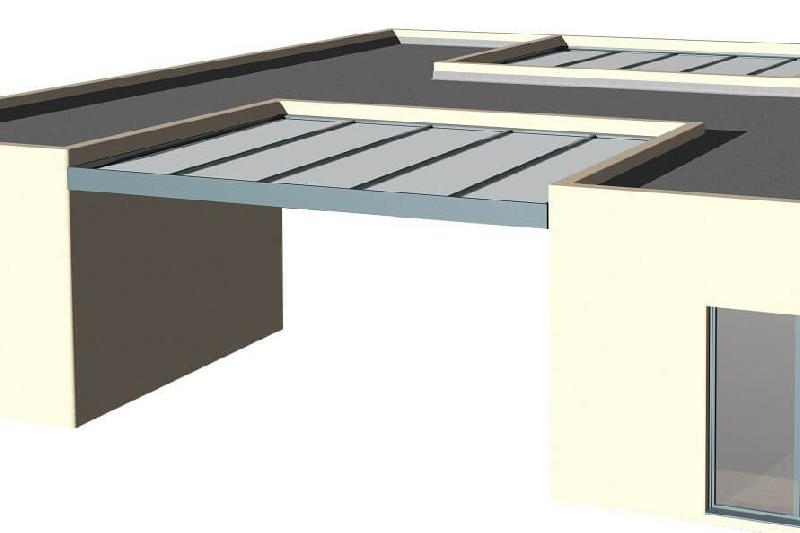 Structure Seule Carport Aluminium Toit Plat H3 Entre Murs (Armature Sans Plaque) Sur Mesure Référence: Structure Carport H3 Entre Murs_0