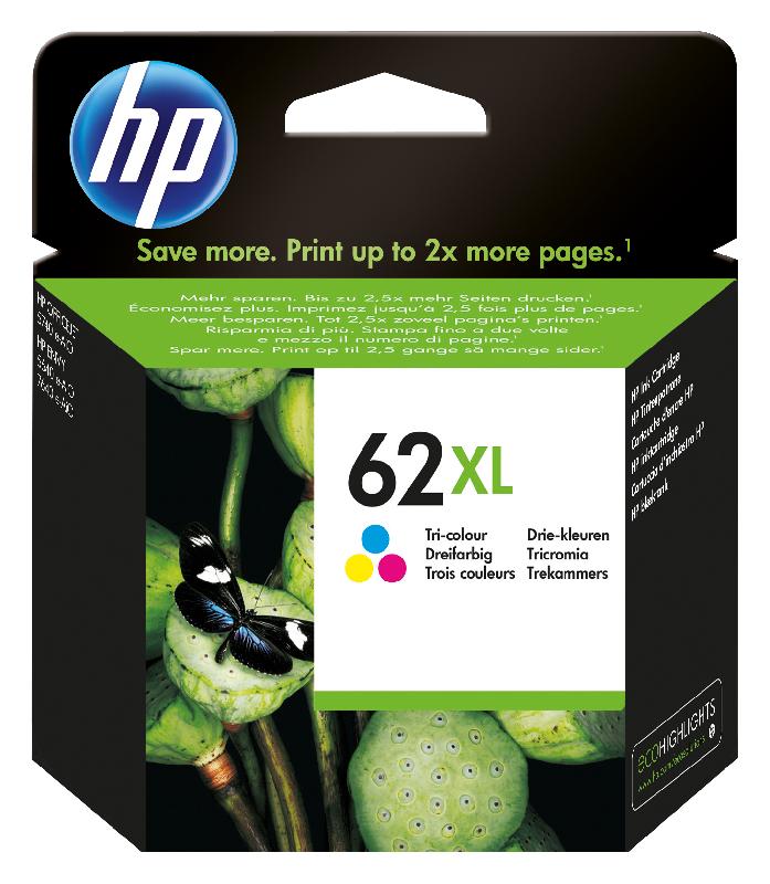 HP 62XL cartouche d'encre trois couleurs grande capacité authentique_0