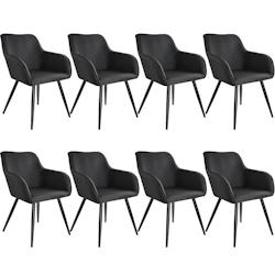 Tectake 8 Chaises Marilyn aspect lin noir - noir -404085 - black plastic 404085_0