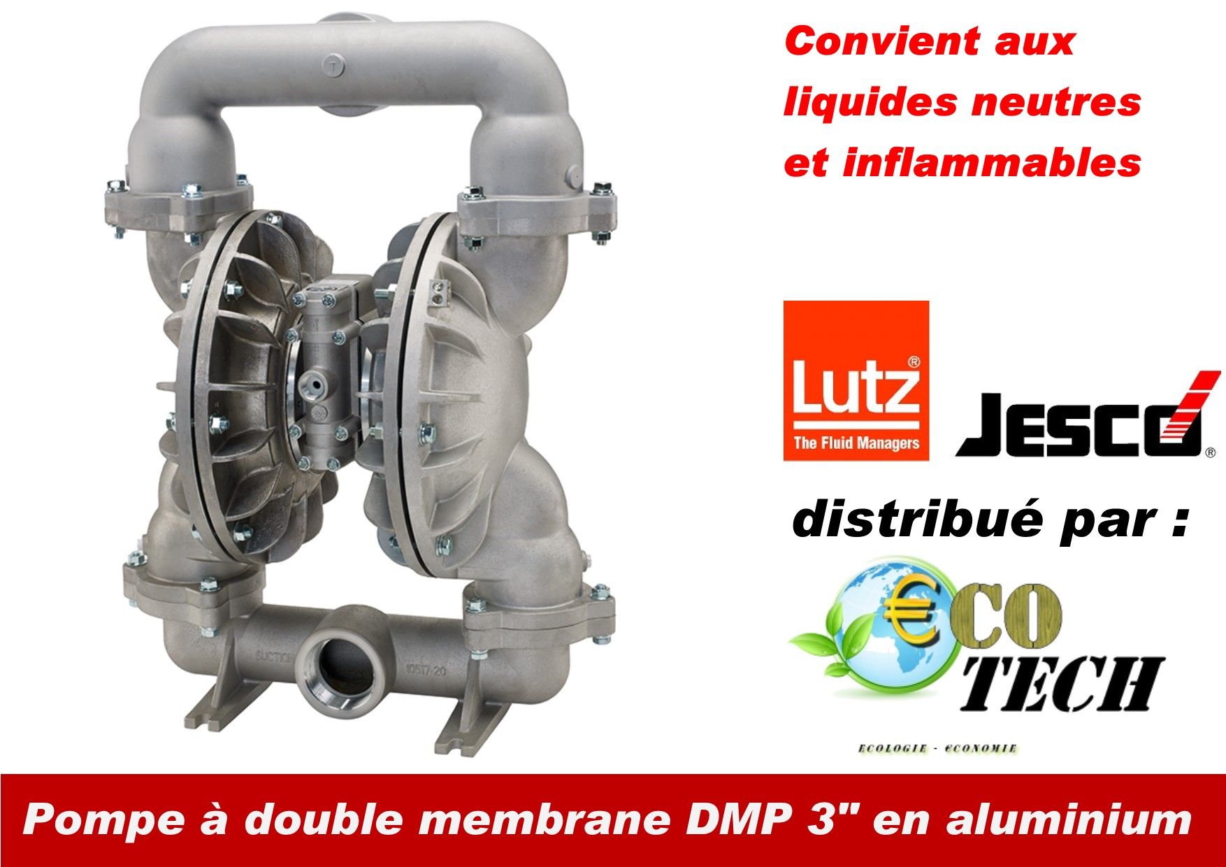 Pompe à double membrane dmp 3 en alu, adapté à tout liquide neutre ou inflammable_0