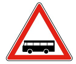 Panneau type A9a : Traversée de voie de véhicules des services réguliers de transport_0