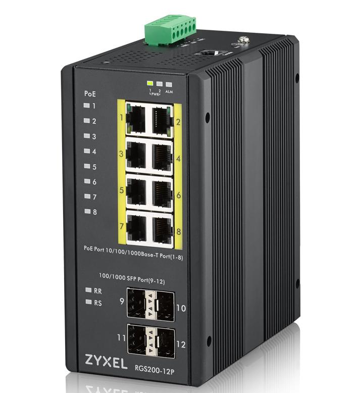 Zyxel RGS200-12P Géré L2 Gigabit Ethernet (10/100/1000) Connexion Ethernet, supportant l'alimentation via ce port (PoE) Noir_0