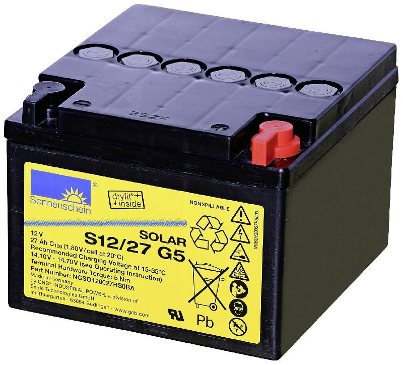 Batterie gel 12 v 27 ah S12/27 G5 solar SONNENSCHEIN_0