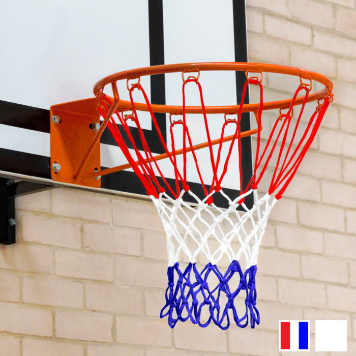 FORZA Filet de Basket-Ball en Corde Tressée de 5 mm - Blanc ou Tricolore (Rouge, Blanc et Bleu) pour Tous les Paniers Réglementaires_0