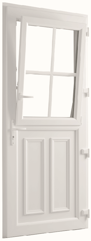 Porte d'Entrée PVC Hirondelle Ob1 Semi-Vitrée avec Ouvrant Fermière Battant & Oscillo Battant Blanc ou Chêne Doré Sur Mesure Référence: Porte PVC Hirondelle_0