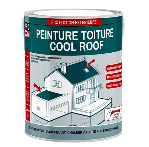 Cool roof - Peinture toiture anti chaleur, peinture blanche réfléchissante PROCOM-2.5 litres-Blanc_0