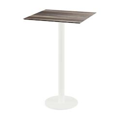 Essentials Urban mange-debout avec piètement blanc + plateau carré HPL Tropical Wood - Shopdeschefs - marron 130051277_0