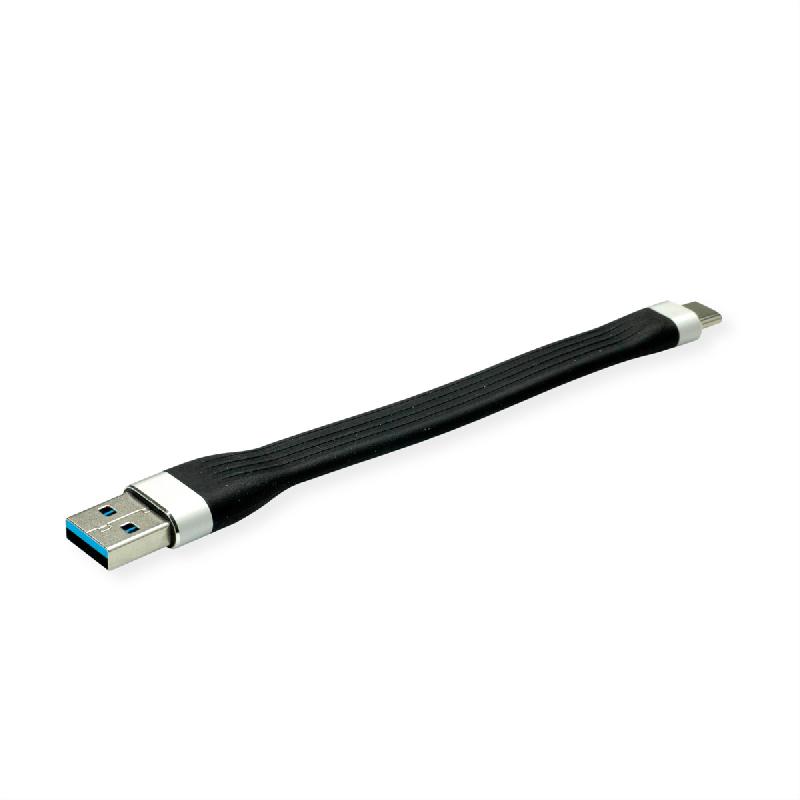 ROLINE Câble USB 3.2 Gen 1 en Silicone, A-C, M/M, noir, 11 cm_0